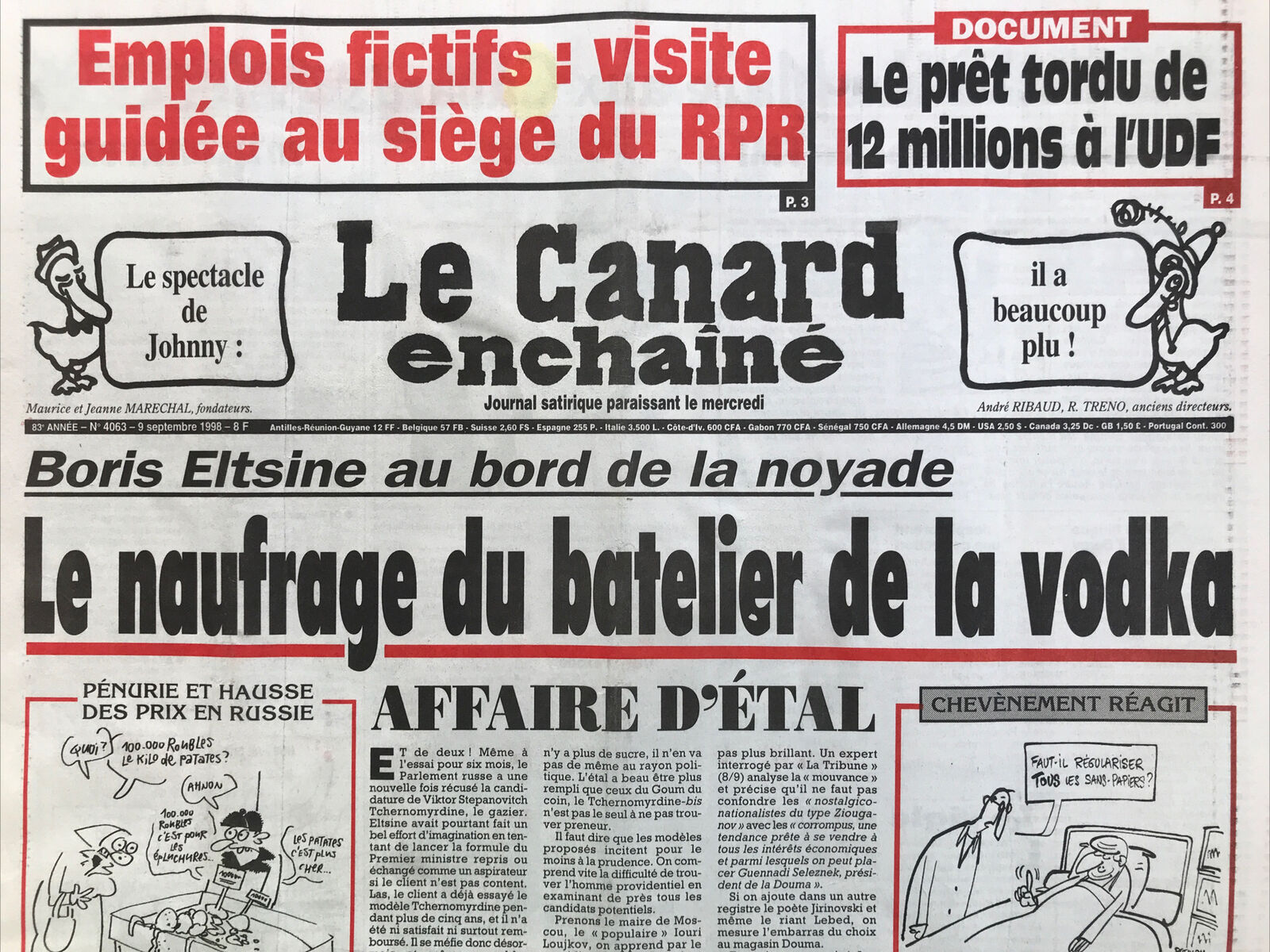 Couac ! | Acheter un Canard | Vente d'Anciens Journaux du Canard Enchaîné. Des Journaux Satiriques de Collection, Historiques & Authentiques de 1916 à 2004 ! | 4063