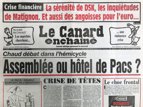 Couac ! | N° 4067 du Canard Enchaîné - 7 Octobre 1998 | Nos Exemplaires du Canard Enchaîné sont archivés dans de bonnes conditions de conservation (obscurité, hygrométrie maitrisée et faible température), ce qui s'avère indispensable pour des journaux anciens. | 4067