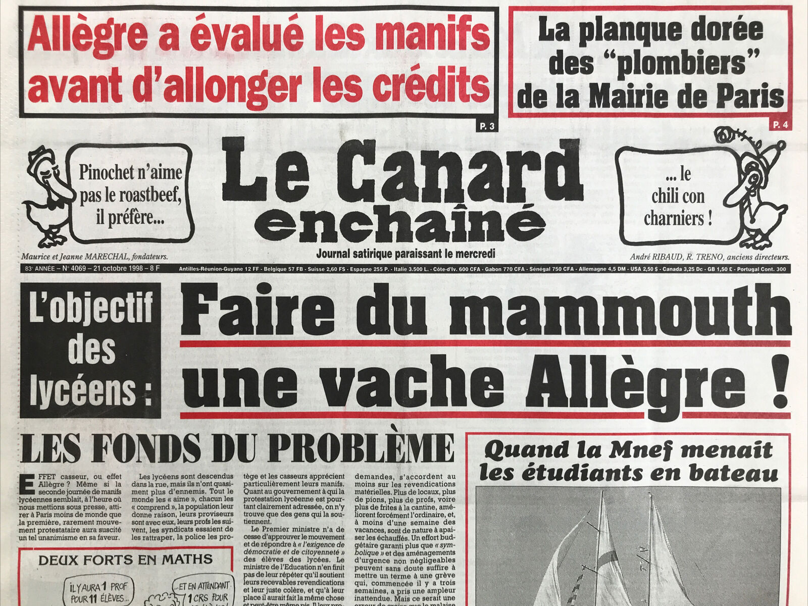 Couac ! | Acheter un Canard | Vente d'Anciens Journaux du Canard Enchaîné. Des Journaux Satiriques de Collection, Historiques & Authentiques de 1916 à 2004 ! | 4069