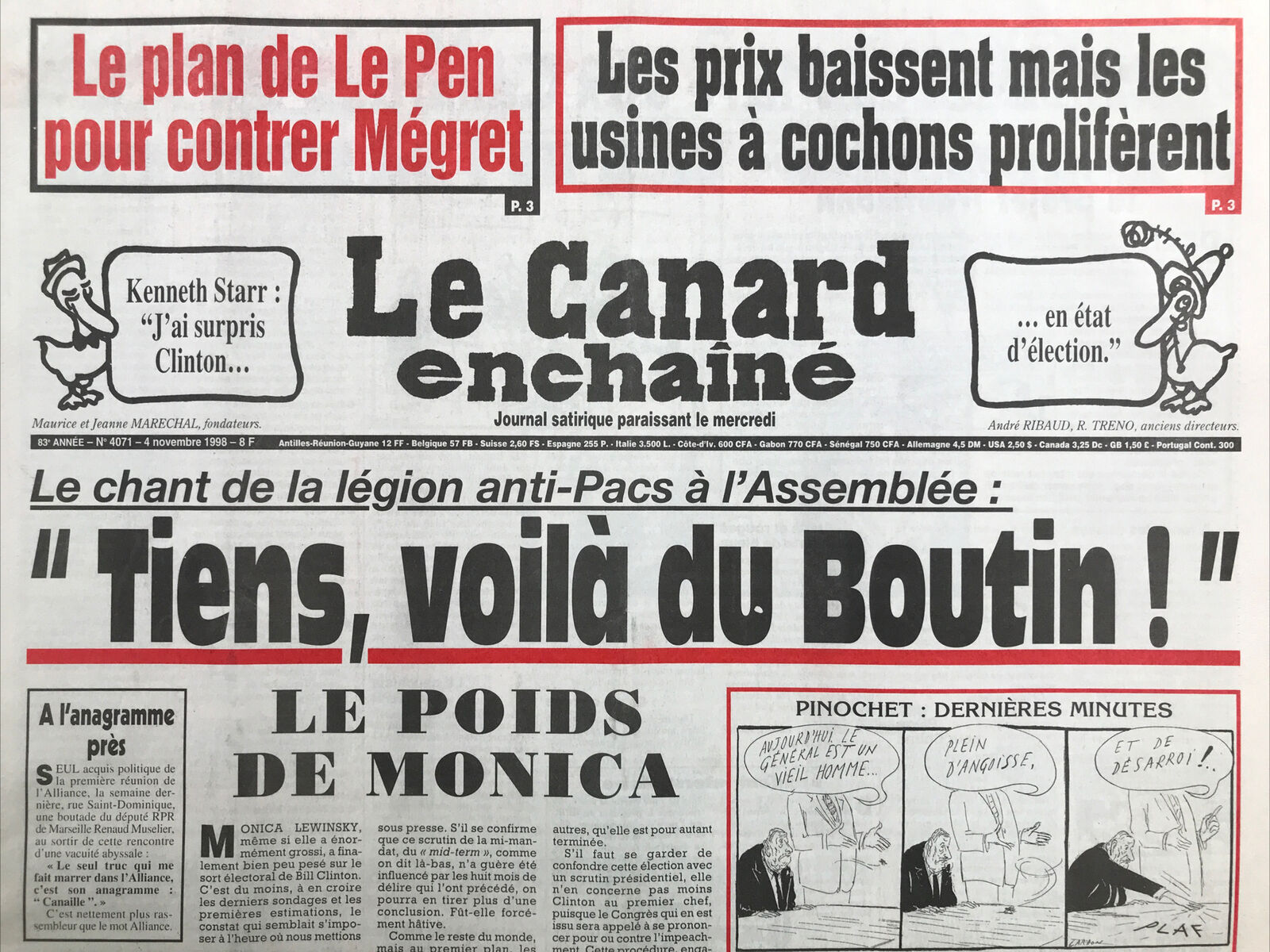 Couac ! | Acheter un Canard | Vente d'Anciens Journaux du Canard Enchaîné. Des Journaux Satiriques de Collection, Historiques & Authentiques de 1916 à 2004 ! | 4071