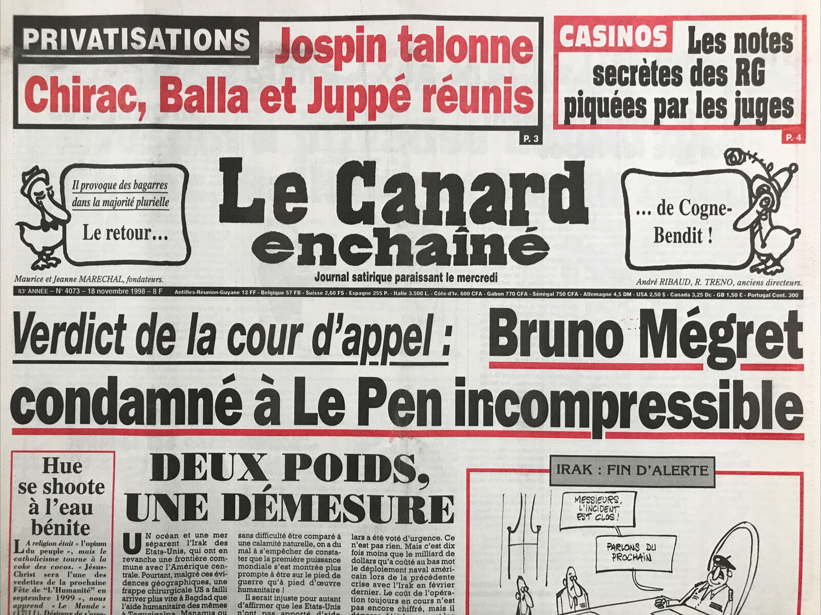 Couac ! | Acheter un Canard | Vente d'Anciens Journaux du Canard Enchaîné. Des Journaux Satiriques de Collection, Historiques & Authentiques de 1916 à 2004 ! | 4073