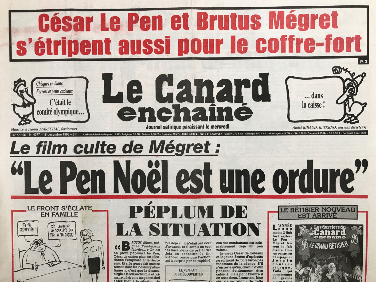 Couac ! | Acheter un Canard | Vente d'Anciens Journaux du Canard Enchaîné. Des Journaux Satiriques de Collection, Historiques & Authentiques de 1916 à 2004 ! | 4077