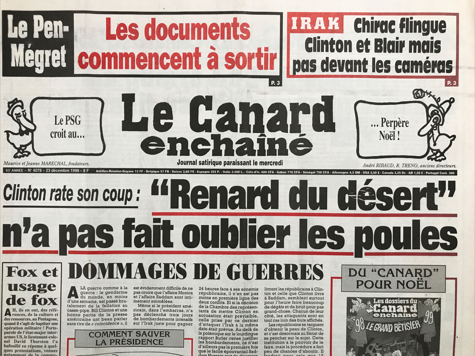 Couac ! | Acheter un Canard | Vente d'Anciens Journaux du Canard Enchaîné. Des Journaux Satiriques de Collection, Historiques & Authentiques de 1916 à 2004 ! | 4078