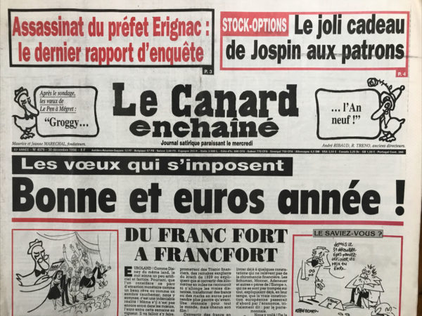 Couac ! | N° 4079 du Canard Enchaîné - 30 Décembre 1998 | Nos Exemplaires du Canard Enchaîné sont archivés dans de bonnes conditions de conservation (obscurité, hygrométrie maitrisée et faible température), ce qui s'avère indispensable pour des journaux anciens. | 4079