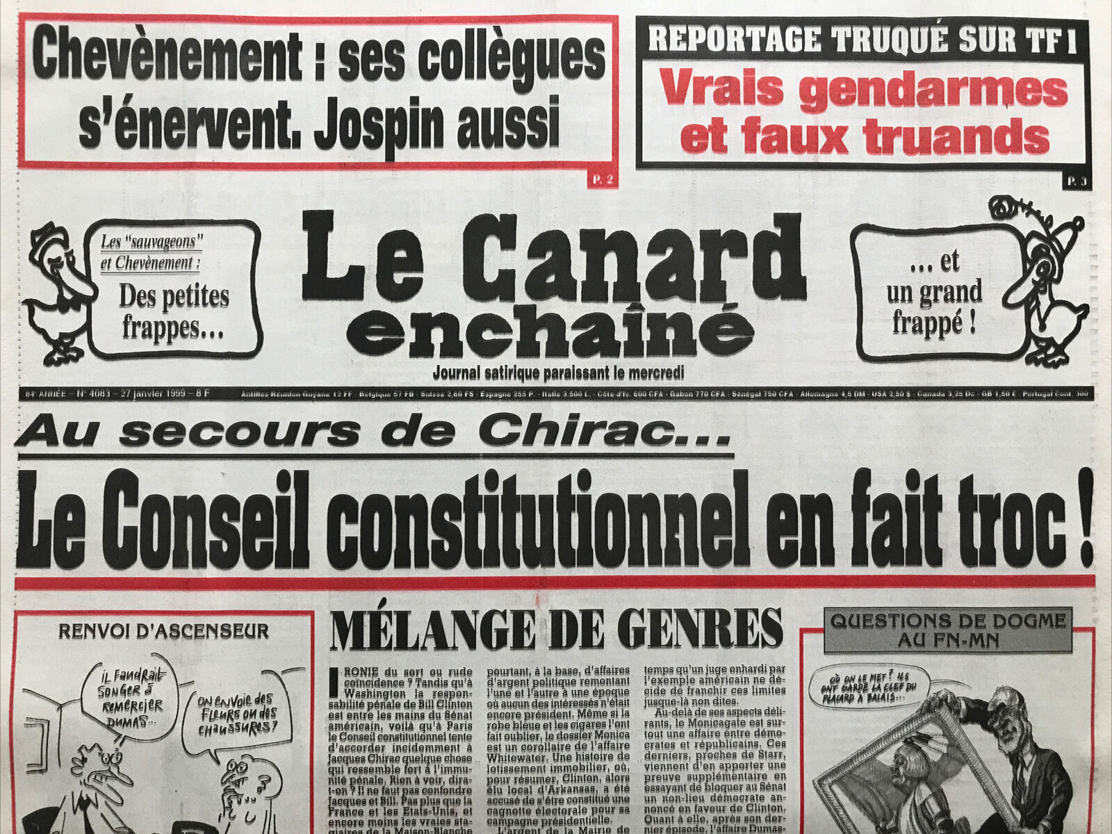 Couac ! | Acheter un Canard | Vente d'Anciens Journaux du Canard Enchaîné. Des Journaux Satiriques de Collection, Historiques & Authentiques de 1916 à 2004 ! | 4083