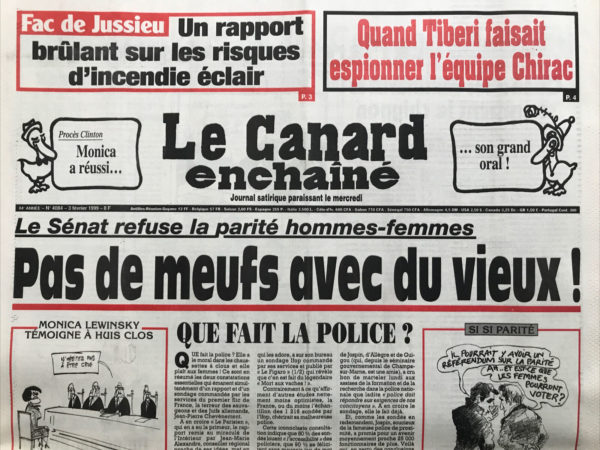 Couac ! | N° 4084 du Canard Enchaîné - 3 Février 1999 | Nos Exemplaires du Canard Enchaîné sont archivés dans de bonnes conditions de conservation (obscurité, hygrométrie maitrisée et faible température), ce qui s'avère indispensable pour des journaux anciens. | 4084