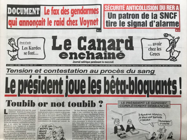 Couac ! | N° 4086 du Canard Enchaîné - 17 Février 1999 | Nos Exemplaires du Canard Enchaîné sont archivés dans de bonnes conditions de conservation (obscurité, hygrométrie maitrisée et faible température), ce qui s'avère indispensable pour des journaux anciens. | 4086