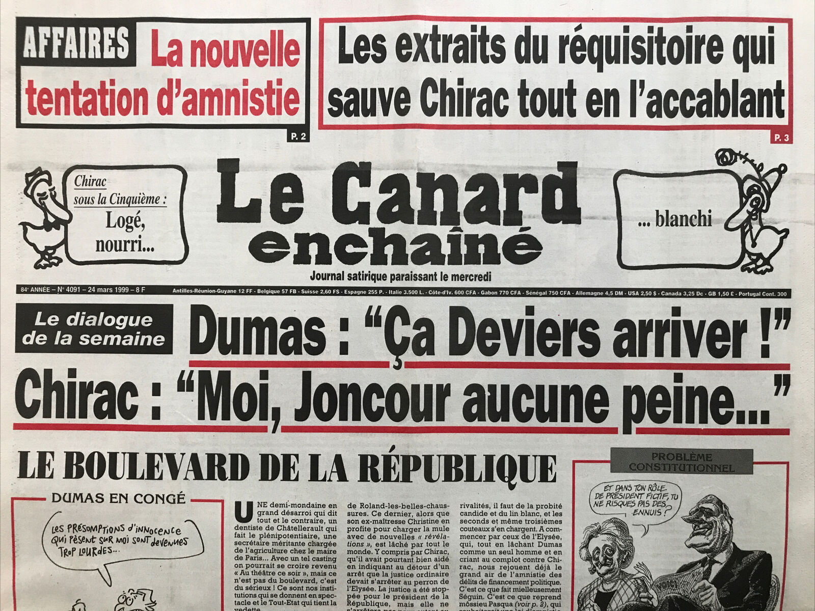 Couac ! | Acheter un Canard | Vente d'Anciens Journaux du Canard Enchaîné. Des Journaux Satiriques de Collection, Historiques & Authentiques de 1916 à 2004 ! | 4091