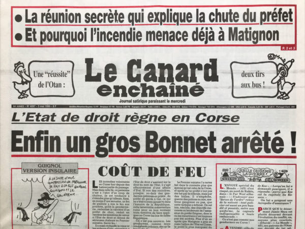 Couac ! | N° 4097 du Canard Enchaîné - 5 Mai 1999 | Nos Exemplaires du Canard Enchaîné sont archivés dans de bonnes conditions de conservation (obscurité, hygrométrie maitrisée et faible température), ce qui s'avère indispensable pour des journaux anciens. | 4097