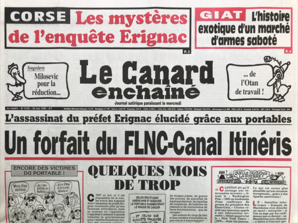 Couac ! | N° 4100 du Canard Enchaîné - 26 Mai 1999 | Nos Exemplaires du Canard Enchaîné sont archivés dans de bonnes conditions de conservation (obscurité, hygrométrie maitrisée et faible température), ce qui s'avère indispensable pour des journaux anciens. | 4100