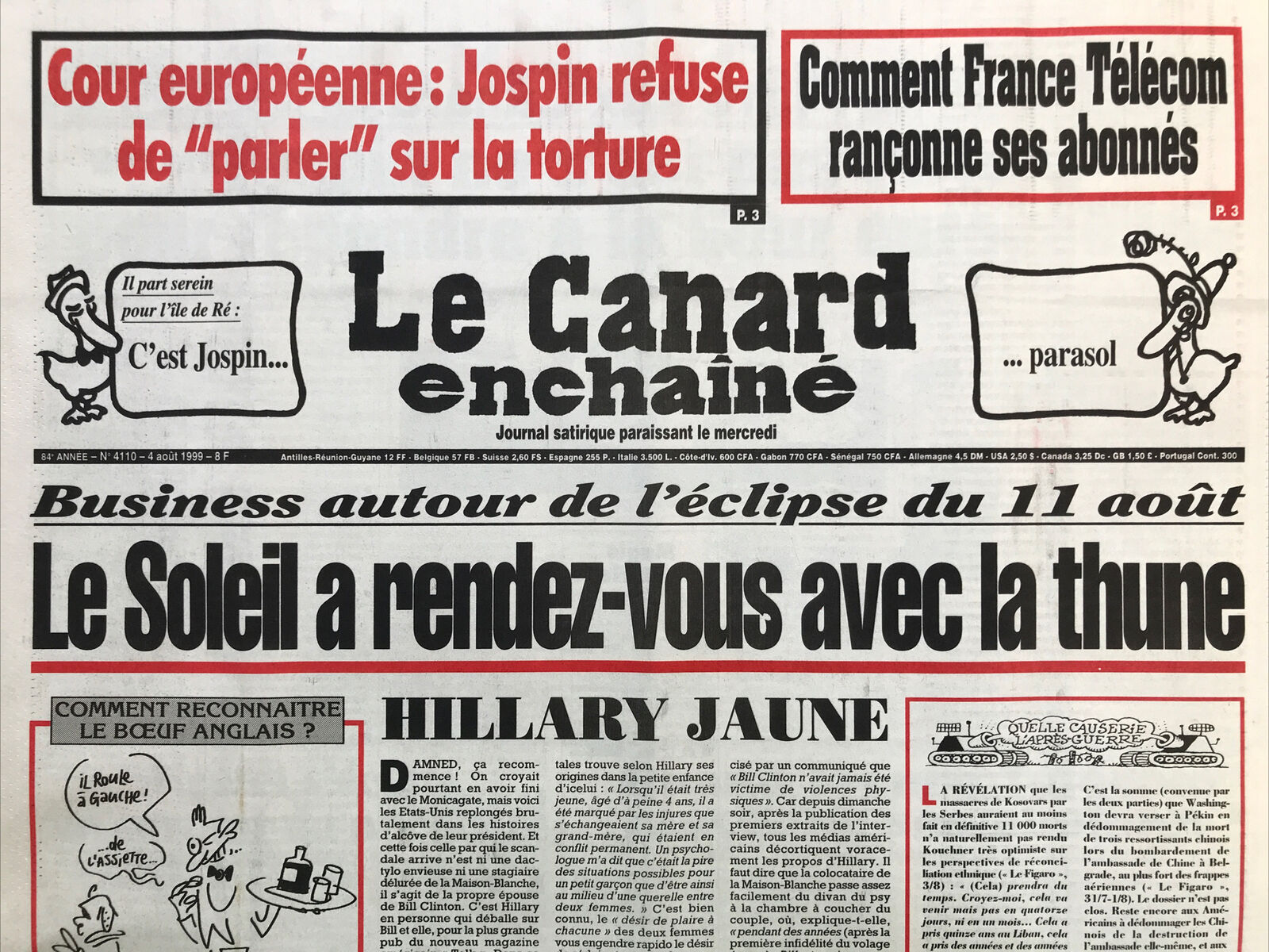 Couac ! | Acheter un Canard | Vente d'Anciens Journaux du Canard Enchaîné. Des Journaux Satiriques de Collection, Historiques & Authentiques de 1916 à 2004 ! | 4110