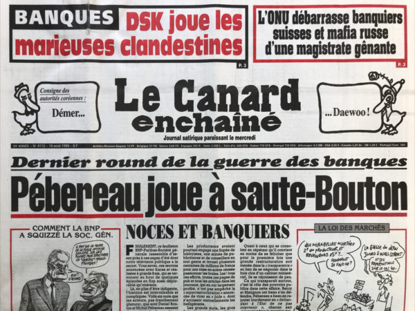 Couac ! | N° 4112 du Canard Enchaîné - 18 Août 1999 | Nos Exemplaires du Canard Enchaîné sont archivés dans de bonnes conditions de conservation (obscurité, hygrométrie maitrisée et faible température), ce qui s'avère indispensable pour des journaux anciens. | 4112