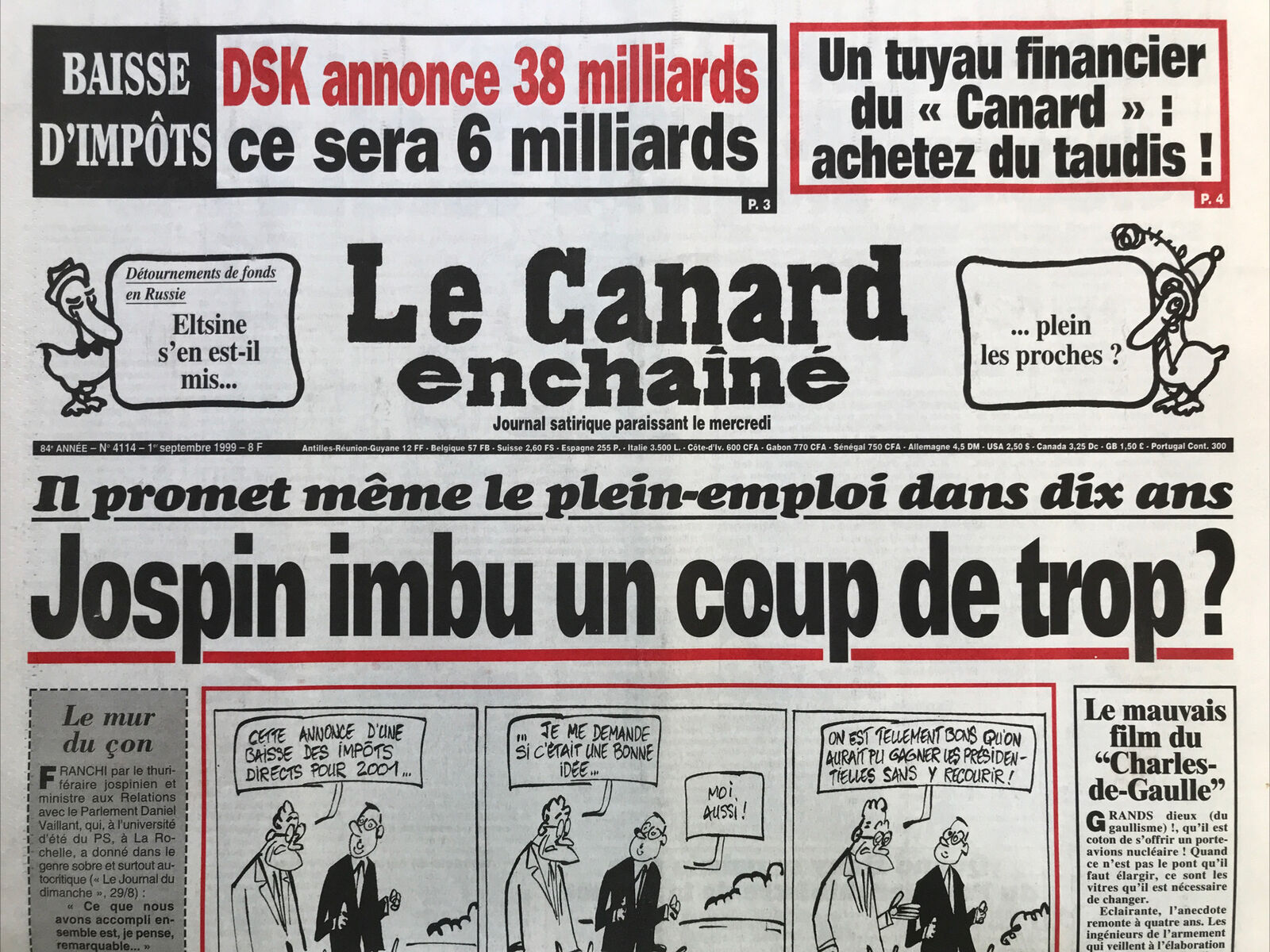 Couac ! | Acheter un Canard | Vente d'Anciens Journaux du Canard Enchaîné. Des Journaux Satiriques de Collection, Historiques & Authentiques de 1916 à 2004 ! | 4114