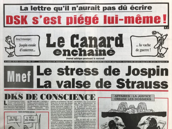 Couac ! | N° 4123 du Canard Enchaîné - 3 Novembre 1999 | Nos Exemplaires du Canard Enchaîné sont archivés dans de bonnes conditions de conservation (obscurité, hygrométrie maitrisée et faible température), ce qui s'avère indispensable pour des journaux anciens. | 4123