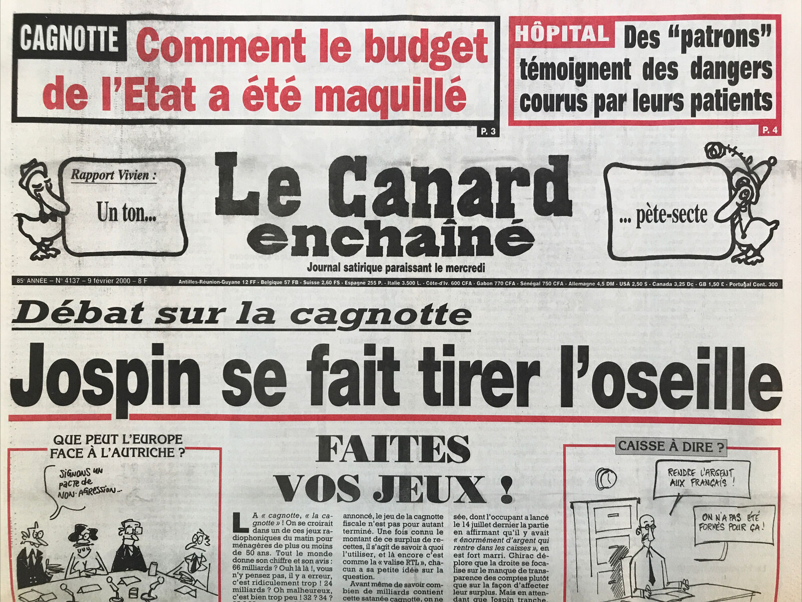 Couac ! | Acheter un Canard | Vente d'Anciens Journaux du Canard Enchaîné. Des Journaux Satiriques de Collection, Historiques & Authentiques de 1916 à 2004 ! | 4137