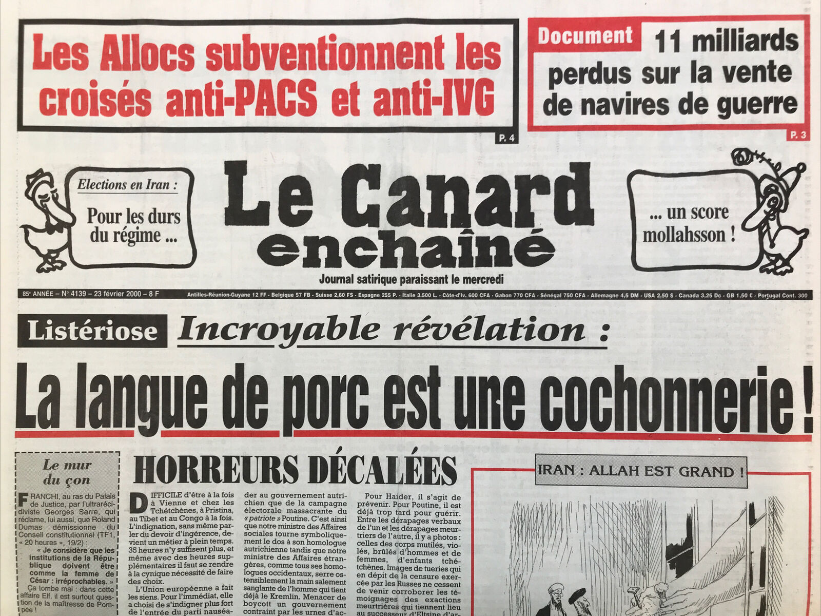 Couac ! | Acheter un Canard | Vente d'Anciens Journaux du Canard Enchaîné. Des Journaux Satiriques de Collection, Historiques & Authentiques de 1916 à 2004 ! | 4139