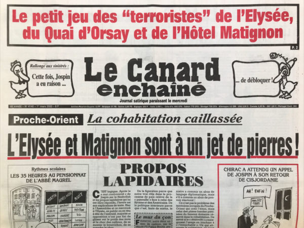 Couac ! | N° 4140 du Canard Enchaîné - 1 Mars 2000 | Nos Exemplaires du Canard Enchaîné sont archivés dans de bonnes conditions de conservation (obscurité, hygrométrie maitrisée et faible température), ce qui s'avère indispensable pour des journaux anciens. | 4140