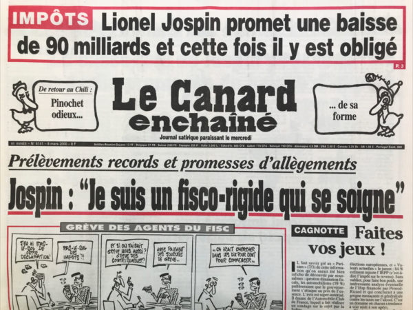 Couac ! | N° 4141 du Canard Enchaîné - 8 Mars 2000 | Nos Exemplaires du Canard Enchaîné sont archivés dans de bonnes conditions de conservation (obscurité, hygrométrie maitrisée et faible température), ce qui s'avère indispensable pour des journaux anciens. | 4141