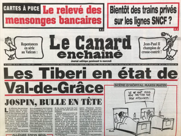 Couac ! | N° 4142 du Canard Enchaîné - 15 Mars 2000 | Nos Exemplaires du Canard Enchaîné sont archivés dans de bonnes conditions de conservation (obscurité, hygrométrie maitrisée et faible température), ce qui s'avère indispensable pour des journaux anciens. | 4142