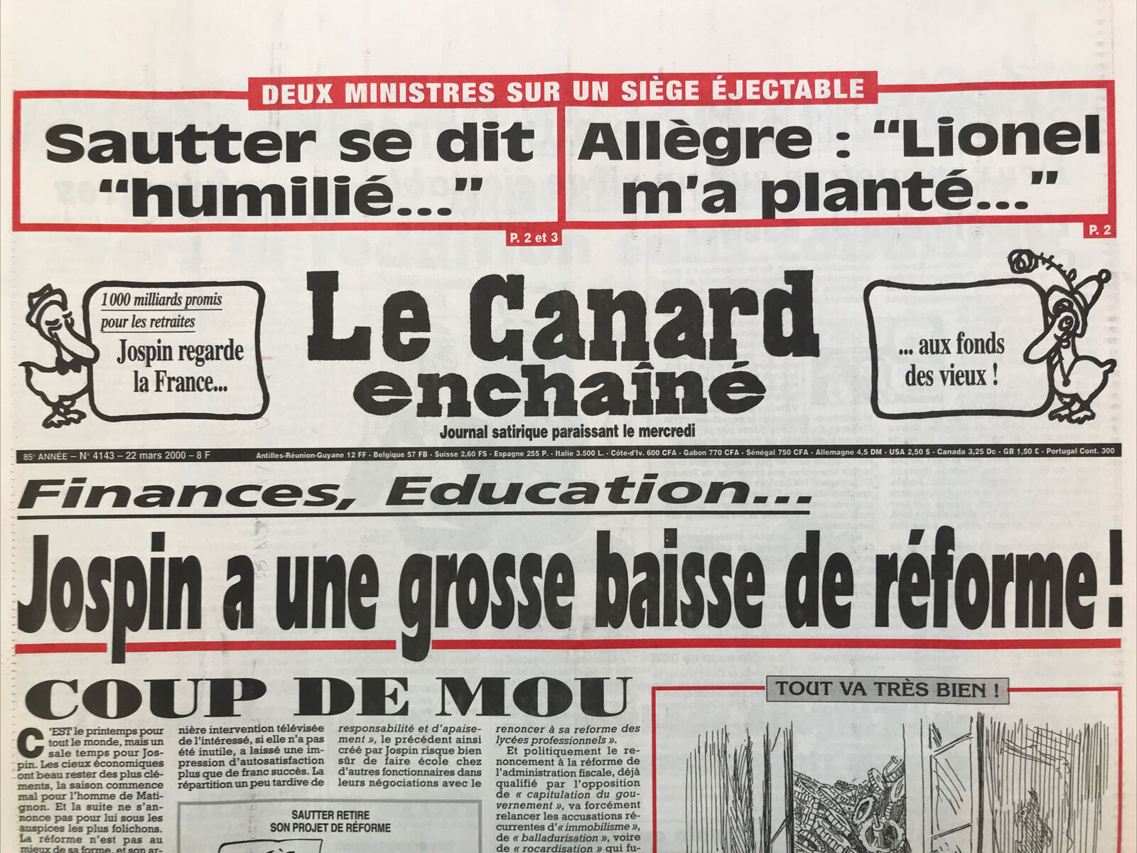 Couac ! | Acheter un Canard | Vente d'Anciens Journaux du Canard Enchaîné. Des Journaux Satiriques de Collection, Historiques & Authentiques de 1916 à 2004 ! | 4143