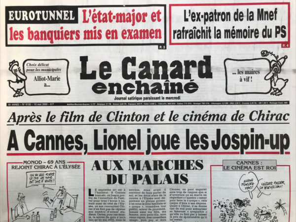 Couac ! | N° 4150 du Canard Enchaîné - 10 Mai 2000 | Nos Exemplaires du Canard Enchaîné sont archivés dans de bonnes conditions de conservation (obscurité, hygrométrie maitrisée et faible température), ce qui s'avère indispensable pour des journaux anciens. | 4150