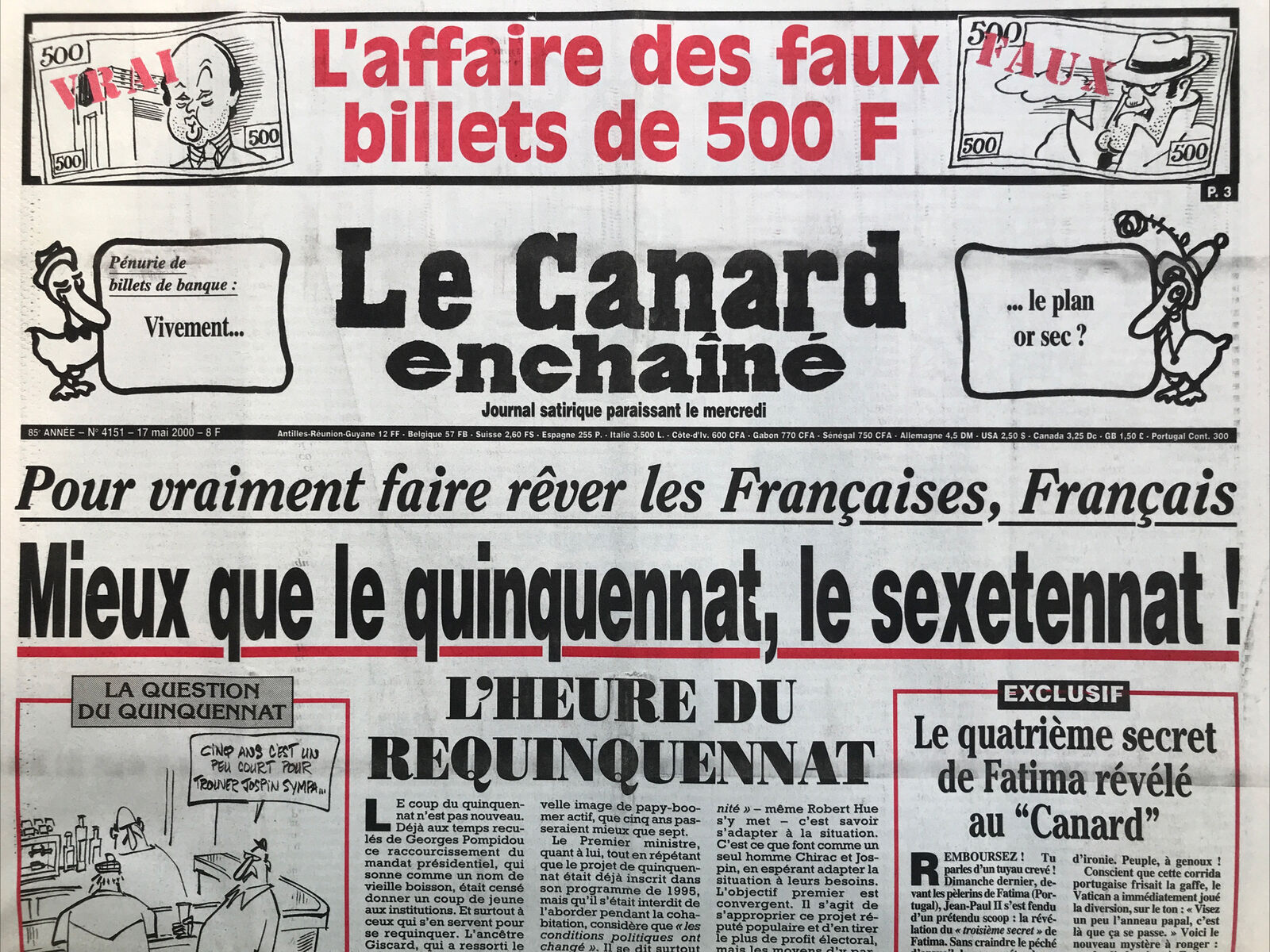 Couac ! | Acheter un Canard | Vente d'Anciens Journaux du Canard Enchaîné. Des Journaux Satiriques de Collection, Historiques & Authentiques de 1916 à 2004 ! | 4151