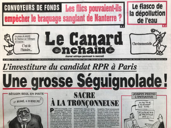 Couac ! | N° 4152 du Canard Enchaîné - 24 Mai 2000 | Nos Exemplaires du Canard Enchaîné sont archivés dans de bonnes conditions de conservation (obscurité, hygrométrie maitrisée et faible température), ce qui s'avère indispensable pour des journaux anciens. | 4152