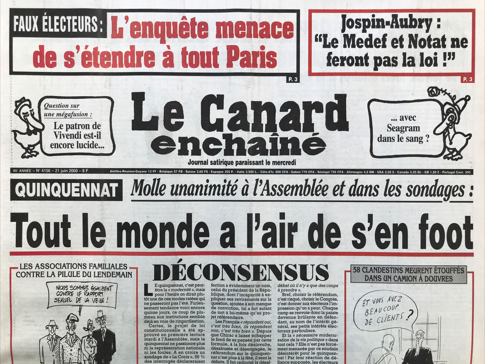 Couac ! | Acheter un Canard | Vente d'Anciens Journaux du Canard Enchaîné. Des Journaux Satiriques de Collection, Historiques & Authentiques de 1916 à 2004 ! | 4156