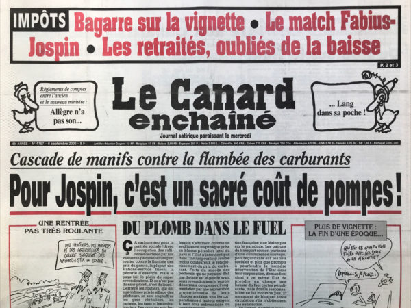 Couac ! | N° 4167 du Canard Enchaîné - 6 Septembre 2000 | Nos Exemplaires du Canard Enchaîné sont archivés dans de bonnes conditions de conservation (obscurité, hygrométrie maitrisée et faible température), ce qui s'avère indispensable pour des journaux anciens. | 4167