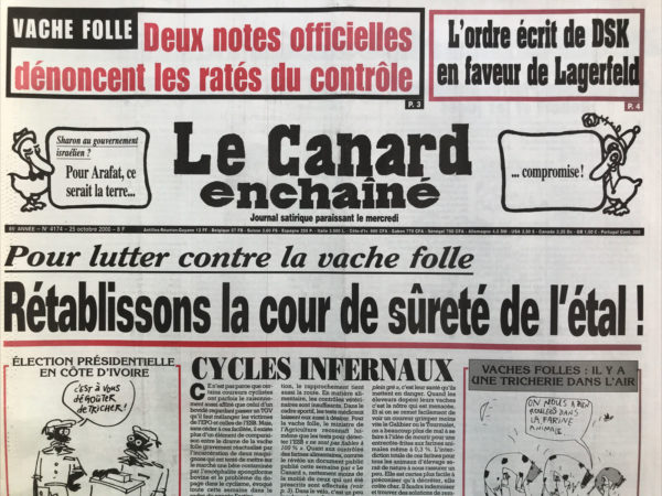 Couac ! | N° 4174 du Canard Enchaîné - 25 Octobre 2000 | Nos Exemplaires du Canard Enchaîné sont archivés dans de bonnes conditions de conservation (obscurité, hygrométrie maitrisée et faible température), ce qui s'avère indispensable pour des journaux anciens. | 4174