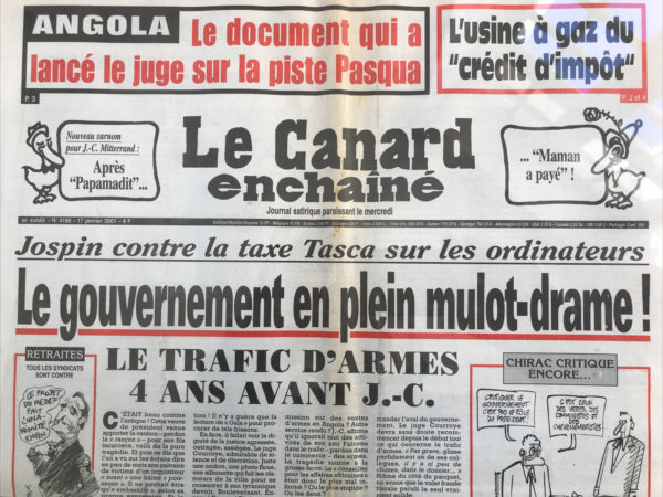 Couac ! | N° 4186 du Canard Enchaîné - 17 Janvier 2001 | Nos Exemplaires du Canard Enchaîné sont archivés dans de bonnes conditions de conservation (obscurité, hygrométrie maitrisée et faible température), ce qui s'avère indispensable pour des journaux anciens. | 4186