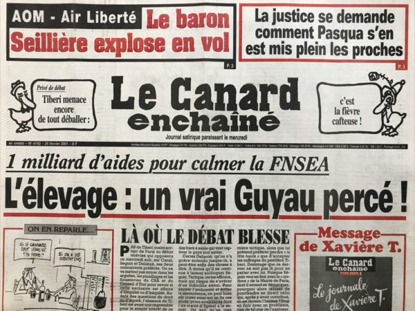 Couac ! | N° 4192 du Canard Enchaîné - 28 Février 2001 | Nos Exemplaires du Canard Enchaîné sont archivés dans de bonnes conditions de conservation (obscurité, hygrométrie maitrisée et faible température), ce qui s'avère indispensable pour des journaux anciens. | 4192