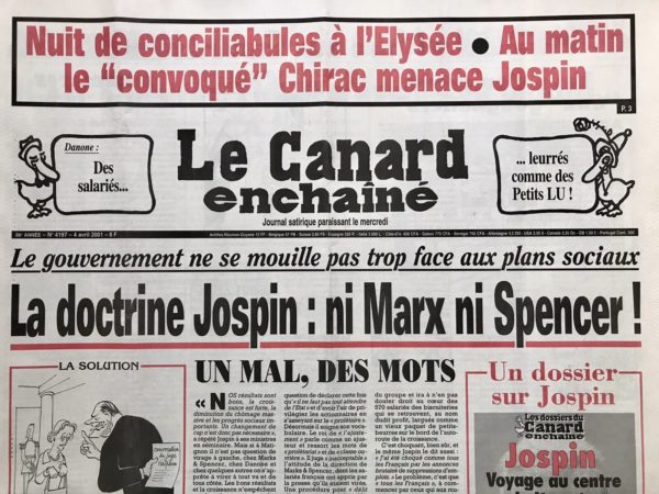 Couac ! | N° 4197 du Canard Enchaîné - 4 Avril 2001 | Nos Exemplaires du Canard Enchaîné sont archivés dans de bonnes conditions de conservation (obscurité, hygrométrie maitrisée et faible température), ce qui s'avère indispensable pour des journaux anciens. | 4197