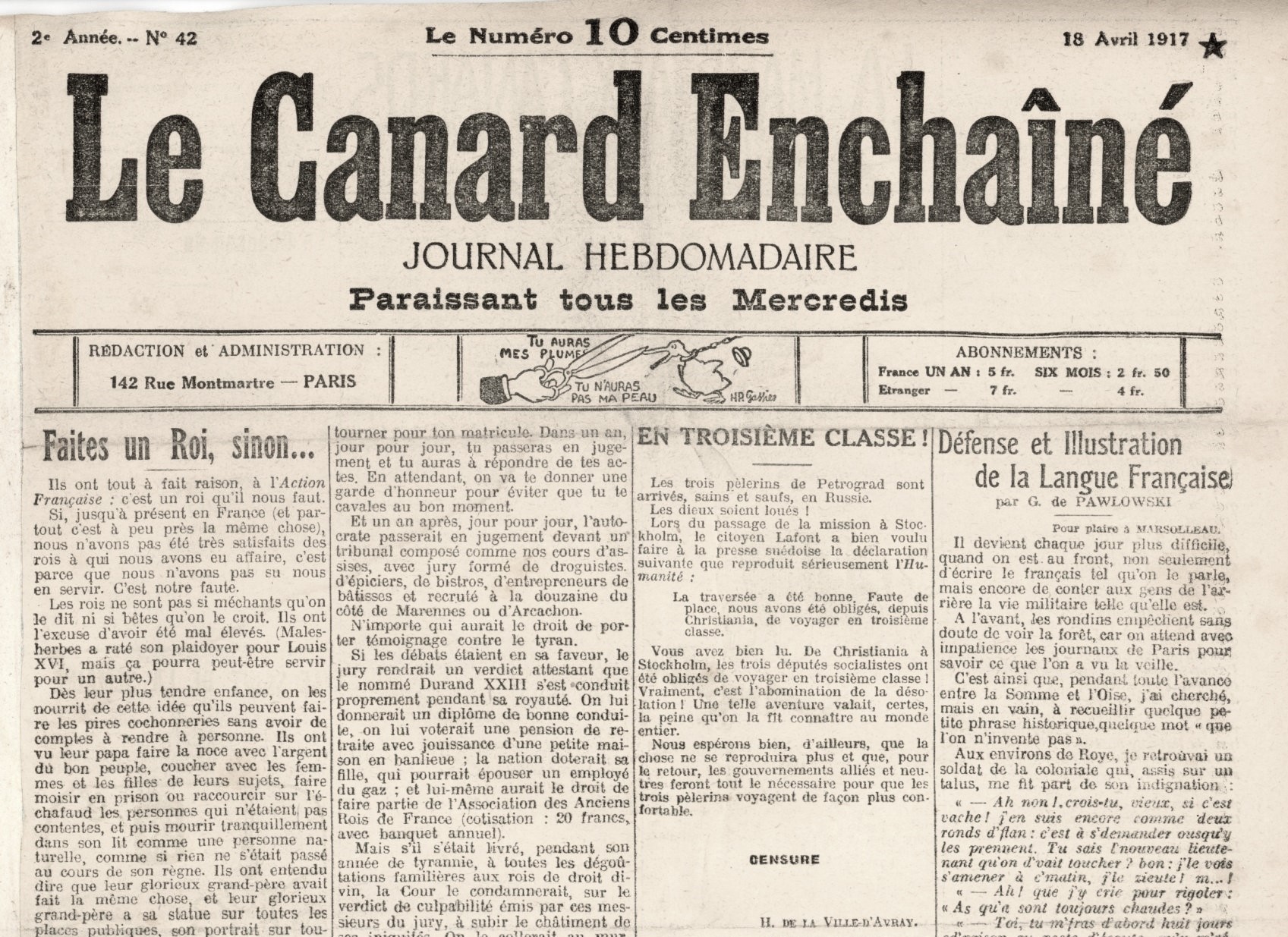 Couac ! | Acheter un Canard | Vente d'Anciens Journaux du Canard Enchaîné. Des Journaux Satiriques de Collection, Historiques & Authentiques de 1916 à 2004 ! | 42 4