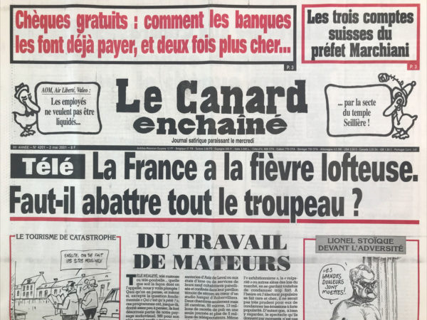 Couac ! | N° 4201 du Canard Enchaîné - 2 Mai 2001 | Nos Exemplaires du Canard Enchaîné sont archivés dans de bonnes conditions de conservation (obscurité, hygrométrie maitrisée et faible température), ce qui s'avère indispensable pour des journaux anciens. | 4201