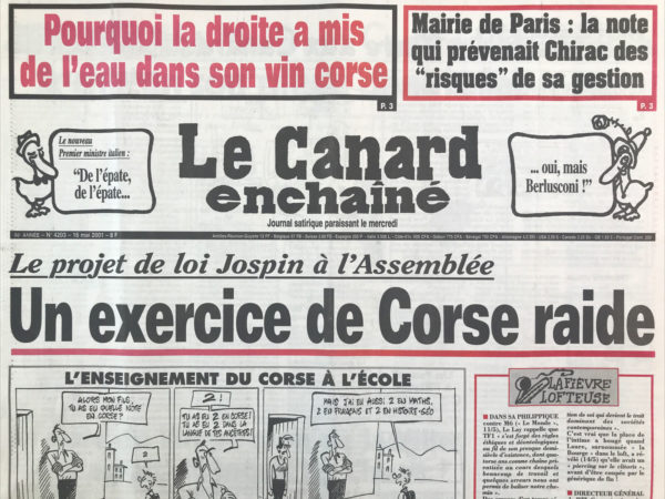 Couac ! | N° 4203 du Canard Enchaîné - 16 Mai 2001 | Nos Exemplaires du Canard Enchaîné sont archivés dans de bonnes conditions de conservation (obscurité, hygrométrie maitrisée et faible température), ce qui s'avère indispensable pour des journaux anciens. | 4203