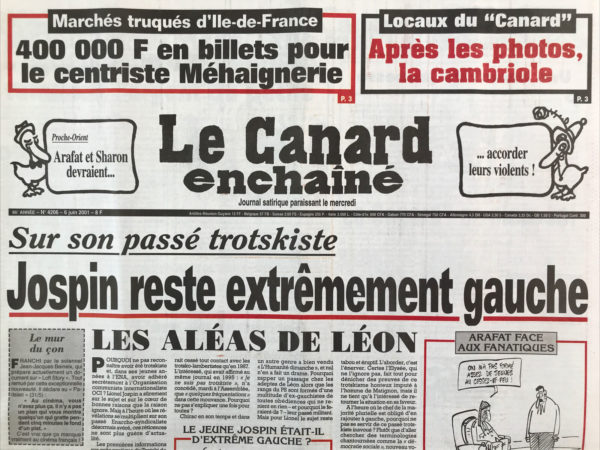 Couac ! | N° 4206 du Canard Enchaîné - 6 Juin 2001 | Nos Exemplaires du Canard Enchaîné sont archivés dans de bonnes conditions de conservation (obscurité, hygrométrie maitrisée et faible température), ce qui s'avère indispensable pour des journaux anciens. | 4206