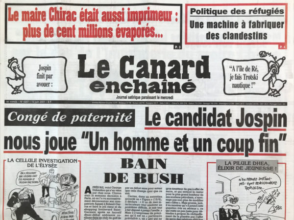 Couac ! | N° 4207 du Canard Enchaîné - 13 Juin 2001 | Nos Exemplaires du Canard Enchaîné sont archivés dans de bonnes conditions de conservation (obscurité, hygrométrie maitrisée et faible température), ce qui s'avère indispensable pour des journaux anciens. | 4207