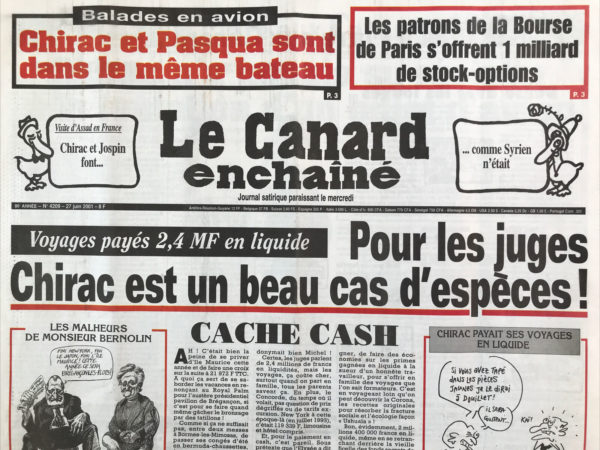 Couac ! | N° 4209 du Canard Enchaîné - 27 Juin 2001 | Nos Exemplaires du Canard Enchaîné sont archivés dans de bonnes conditions de conservation (obscurité, hygrométrie maitrisée et faible température), ce qui s'avère indispensable pour des journaux anciens. | 4209