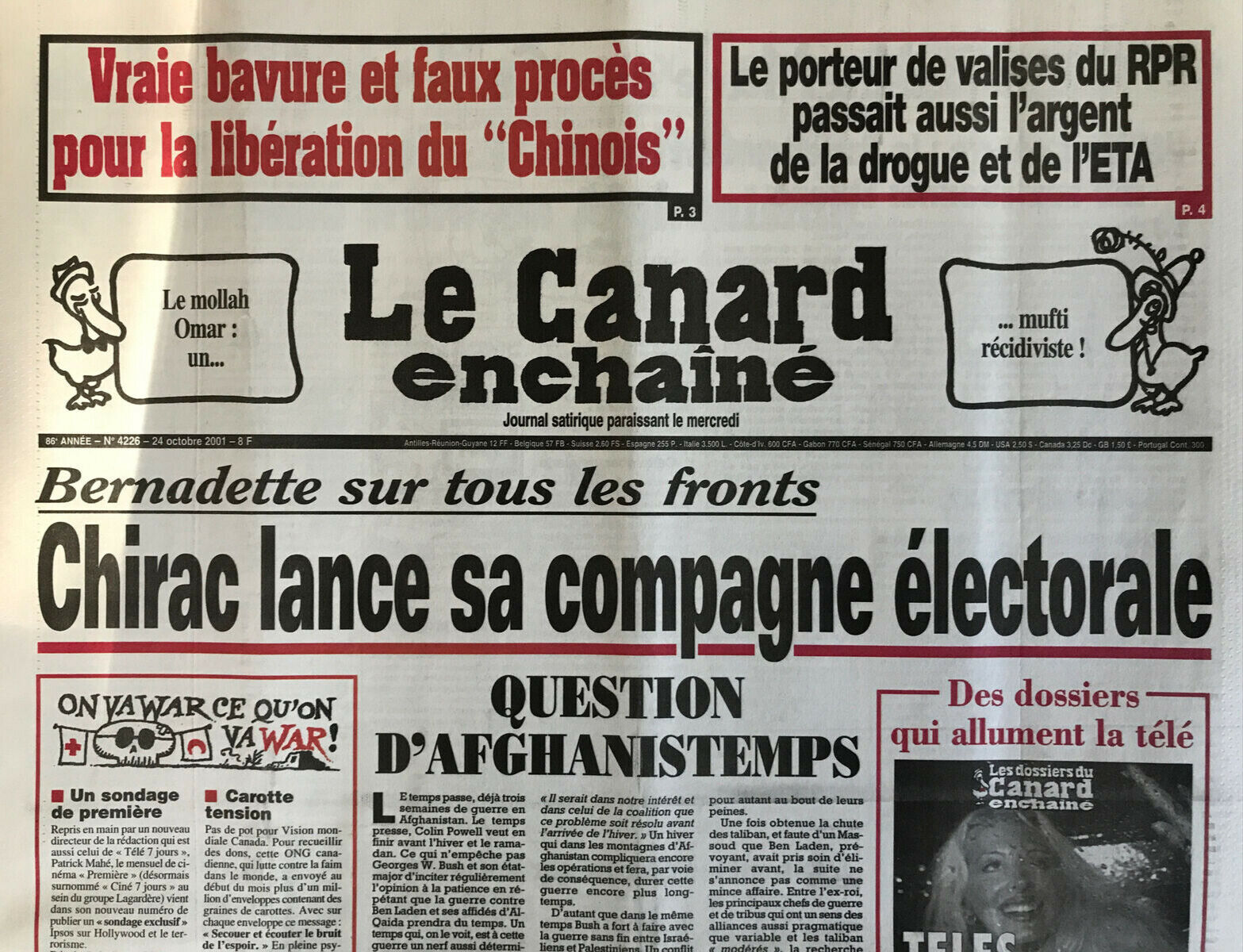 Couac ! | Acheter un Canard | Vente d'Anciens Journaux du Canard Enchaîné. Des Journaux Satiriques de Collection, Historiques & Authentiques de 1916 à 2004 ! | 4226