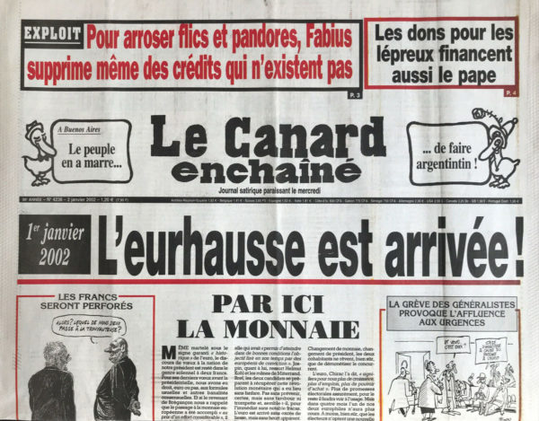 Couac ! | N° 4236 du Canard Enchaîné - 2 Janvier 2002 | Nos Exemplaires du Canard Enchaîné sont archivés dans de bonnes conditions de conservation (obscurité, hygrométrie maitrisée et faible température), ce qui s'avère indispensable pour des journaux anciens. | 4236