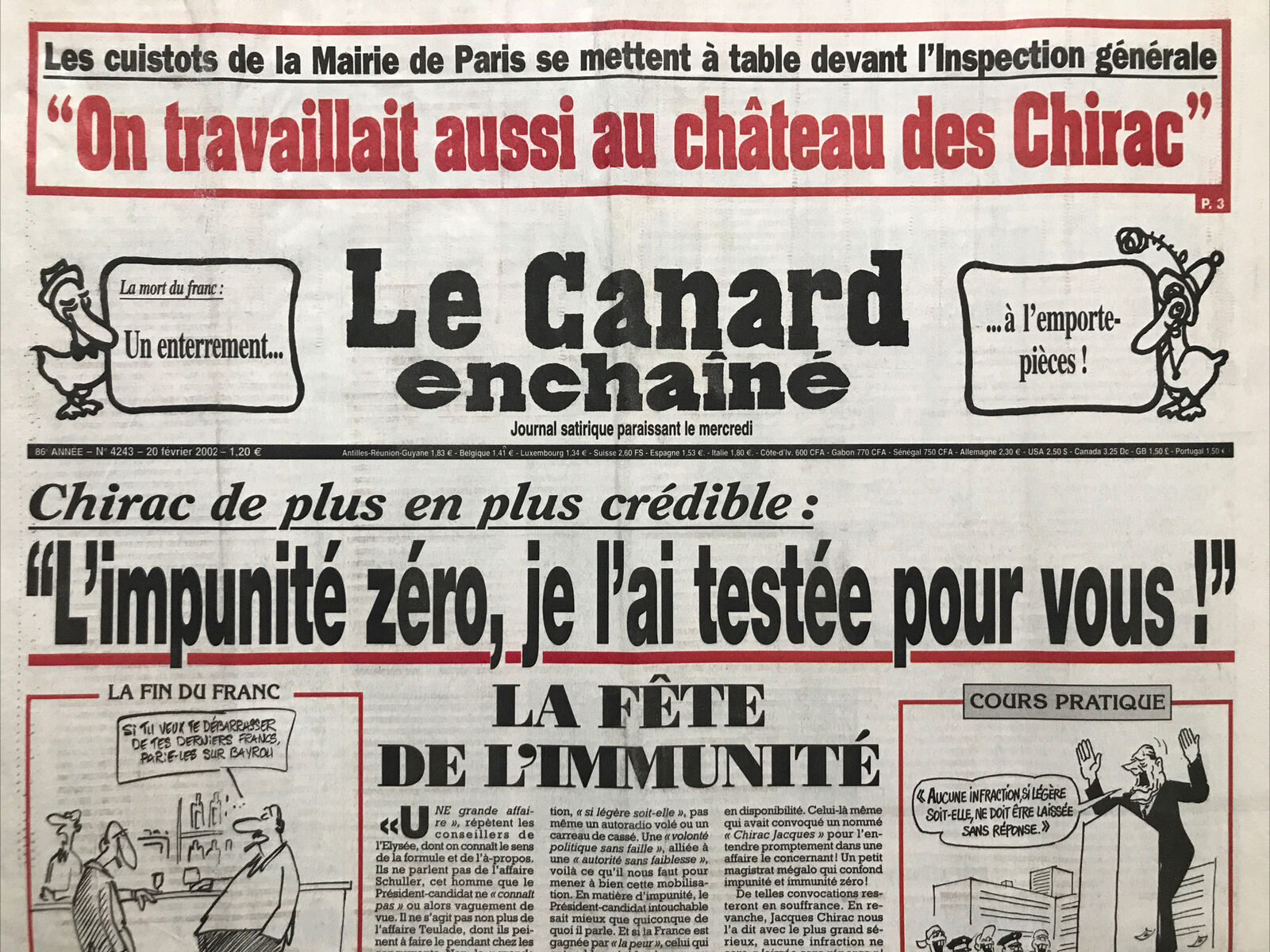 Couac ! | Acheter un Canard | Vente d'Anciens Journaux du Canard Enchaîné. Des Journaux Satiriques de Collection, Historiques & Authentiques de 1916 à 2004 ! | 4243