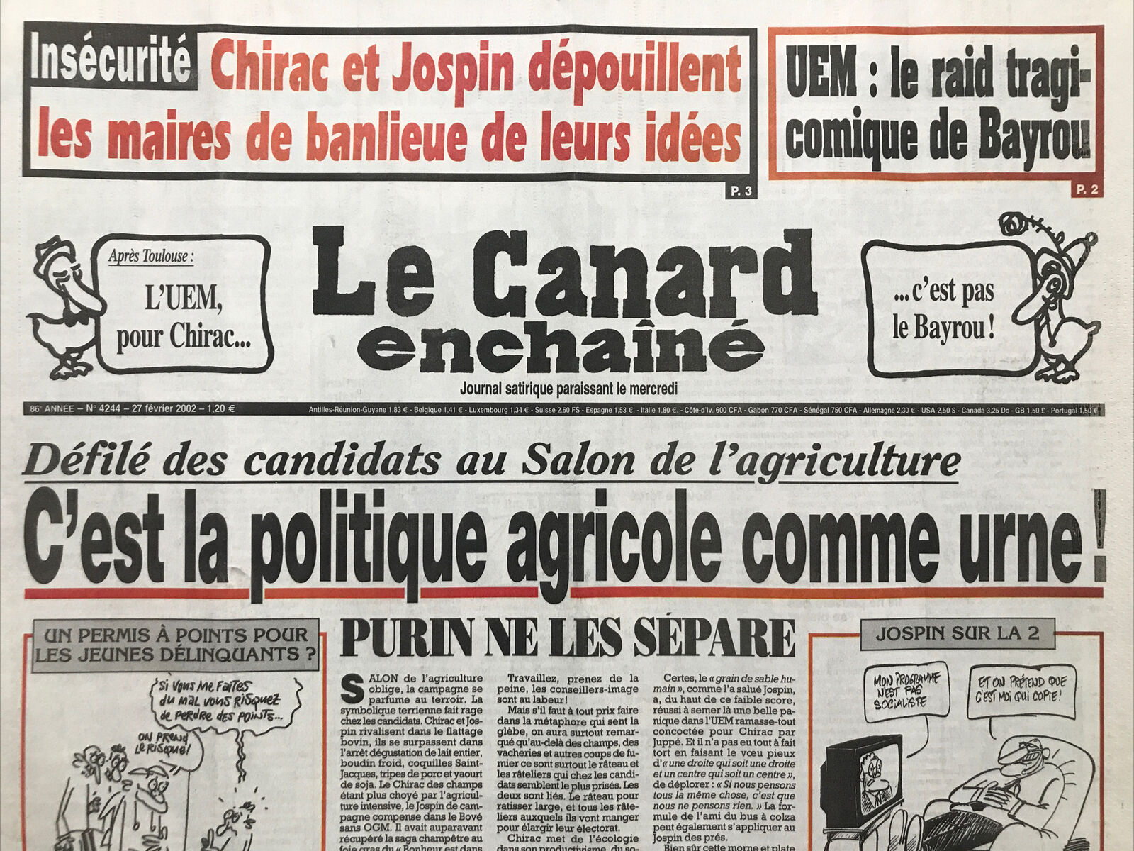 Couac ! | Acheter un Canard | Vente d'Anciens Journaux du Canard Enchaîné. Des Journaux Satiriques de Collection, Historiques & Authentiques de 1916 à 2004 ! | 4244