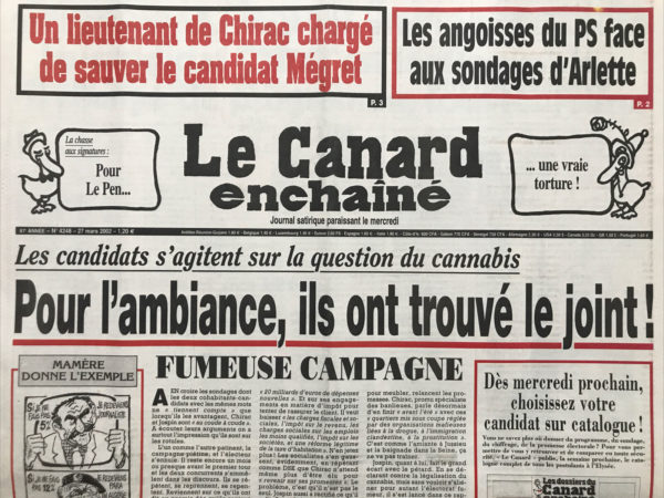 Couac ! | N° 4248 du Canard Enchaîné - 27 Mars 2002 | Nos Exemplaires du Canard Enchaîné sont archivés dans de bonnes conditions de conservation (obscurité, hygrométrie maitrisée et faible température), ce qui s'avère indispensable pour des journaux anciens. | 4248