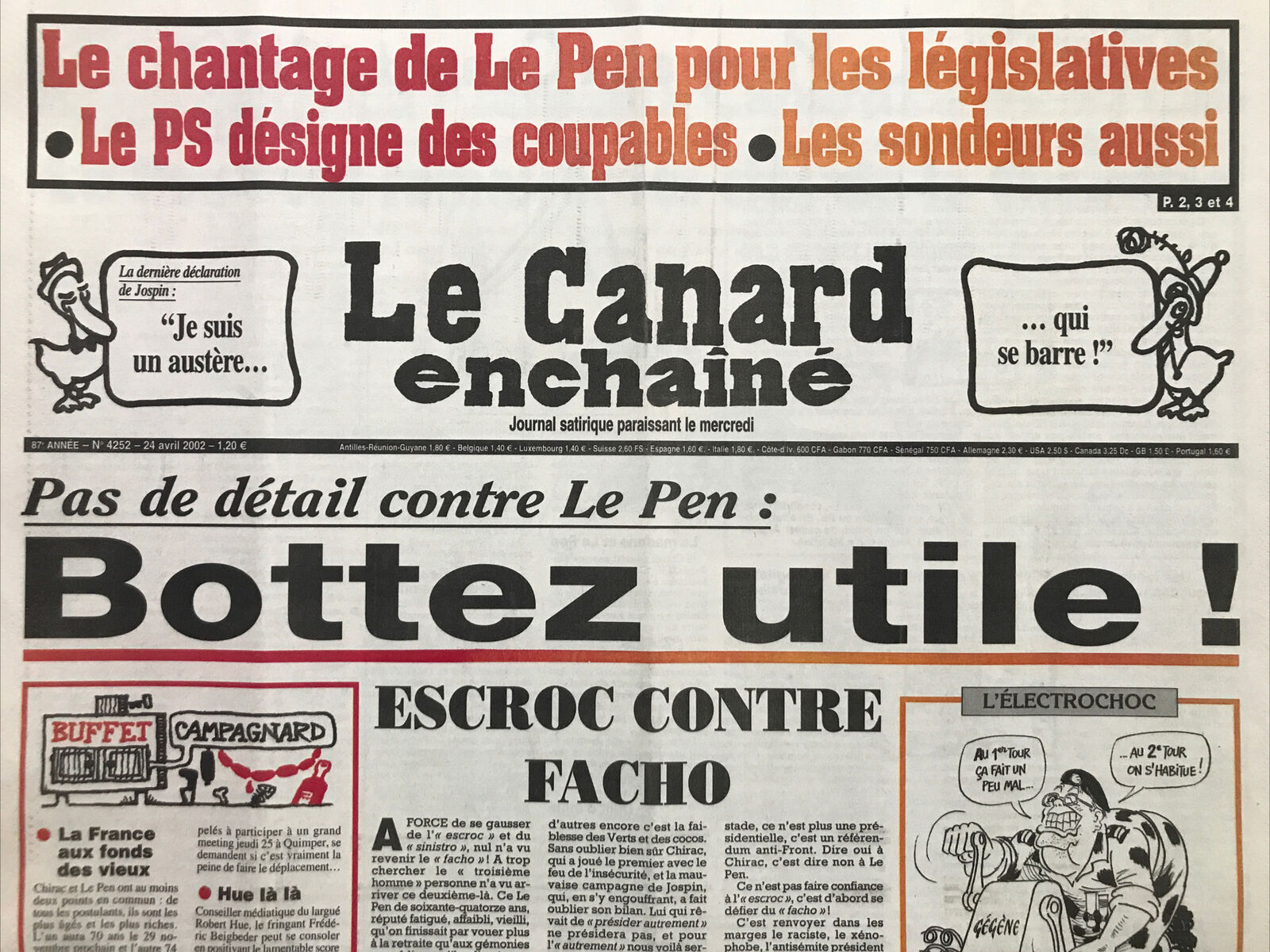 Couac ! | Acheter un Canard | Vente d'Anciens Journaux du Canard Enchaîné. Des Journaux Satiriques de Collection, Historiques & Authentiques de 1916 à 2004 ! | 4252