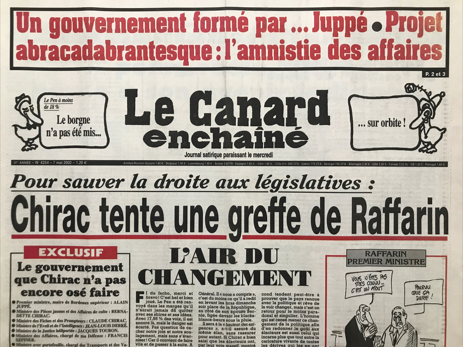 Couac ! | Acheter un Canard | Vente d'Anciens Journaux du Canard Enchaîné. Des Journaux Satiriques de Collection, Historiques & Authentiques de 1916 à 2004 ! | 4254