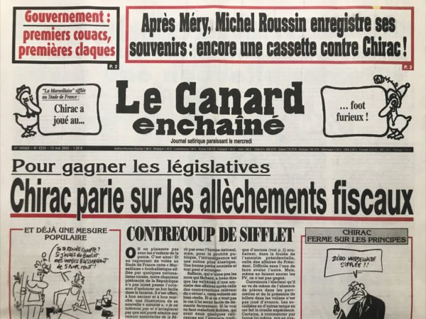 Couac ! | N° 4255 du Canard Enchaîné - 15 Mai 2002 | Nos Exemplaires du Canard Enchaîné sont archivés dans de bonnes conditions de conservation (obscurité, hygrométrie maitrisée et faible température), ce qui s'avère indispensable pour des journaux anciens. | 4255