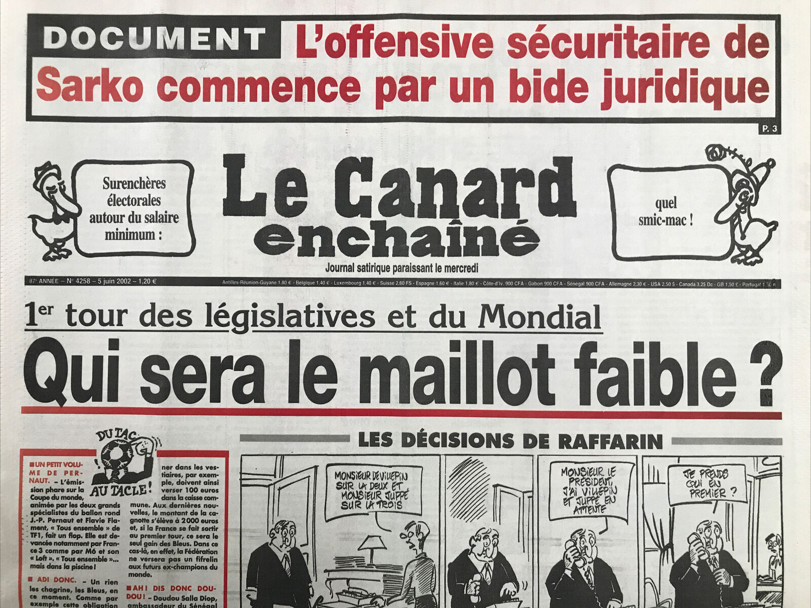 Couac ! | Acheter un Canard | Vente d'Anciens Journaux du Canard Enchaîné. Des Journaux Satiriques de Collection, Historiques & Authentiques de 1916 à 2004 ! | 4258