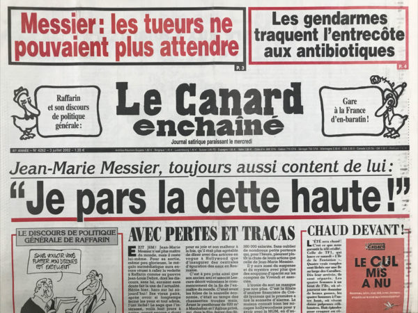 Couac ! | N° 4262 du Canard Enchaîné - 3 Juillet 2002 | Nos Exemplaires du Canard Enchaîné sont archivés dans de bonnes conditions de conservation (obscurité, hygrométrie maitrisée et faible température), ce qui s'avère indispensable pour des journaux anciens. | 4262