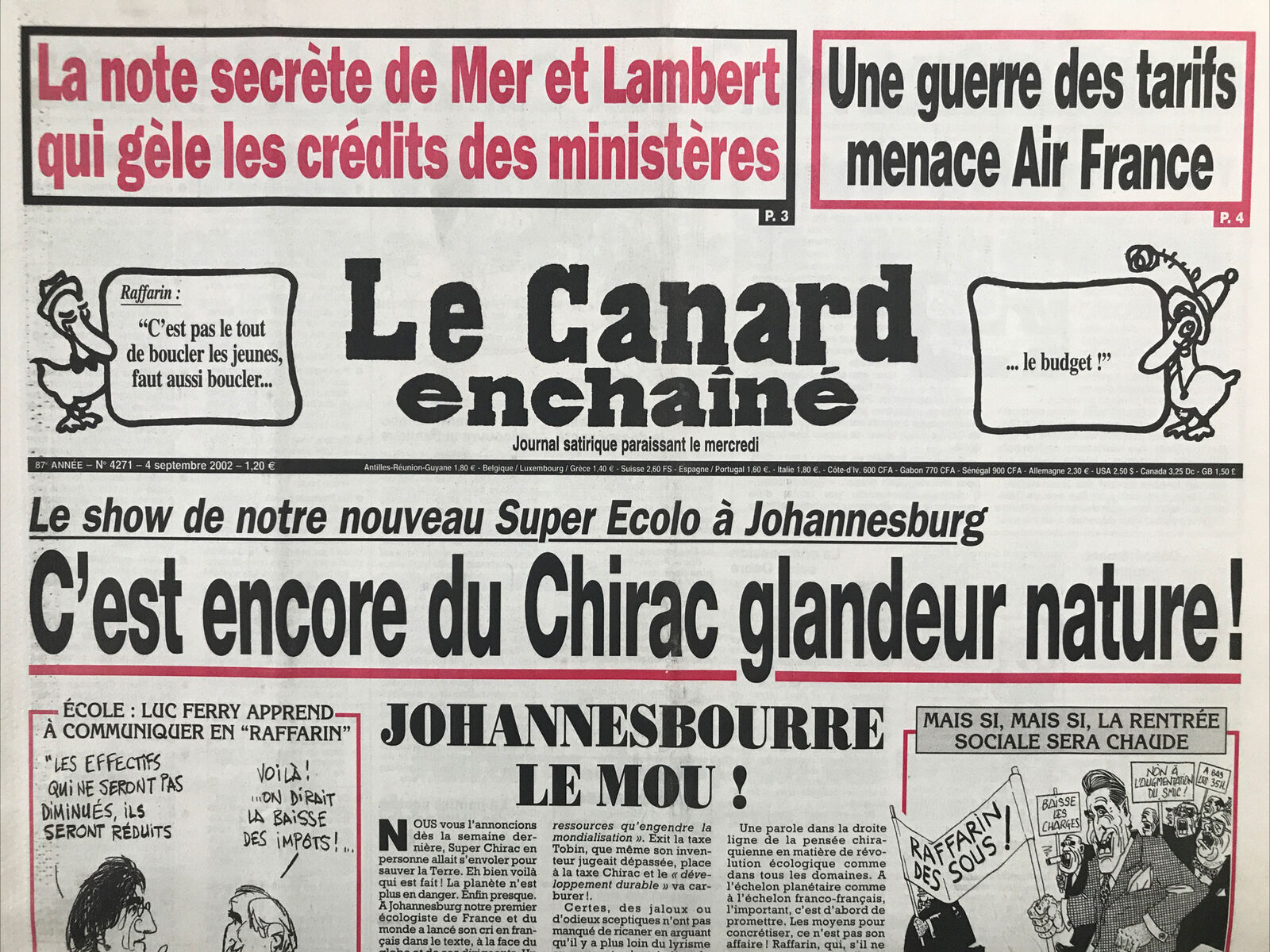 Couac ! | Acheter un Canard | Vente d'Anciens Journaux du Canard Enchaîné. Des Journaux Satiriques de Collection, Historiques & Authentiques de 1916 à 2004 ! | 4271